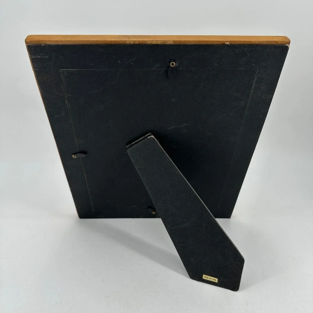Vintage Oak Finish Wood Picture Frame Gold Scroll Accent Tabletop 8x10 Display